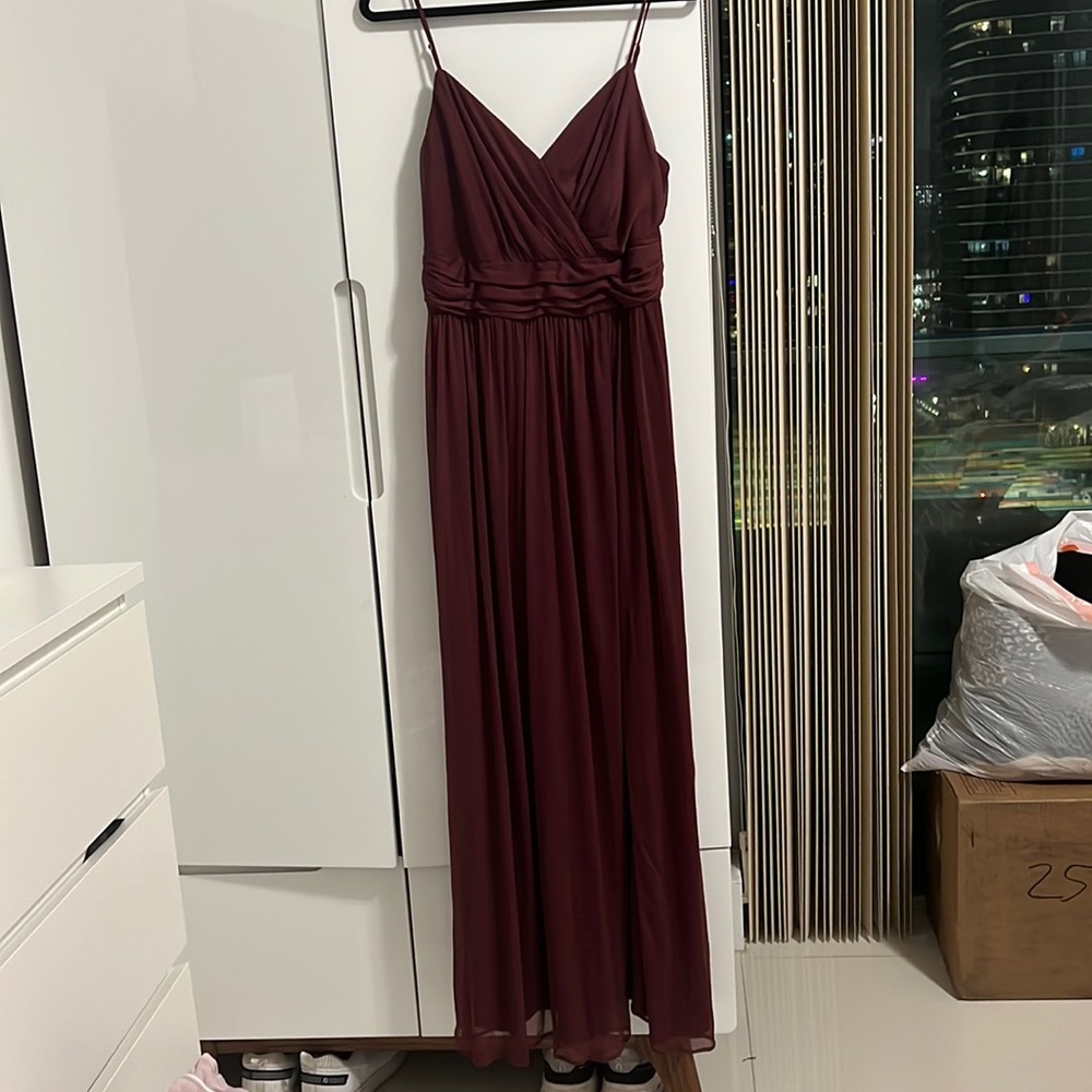 Dark magenta/ plum dress from David’s bridal; bridesmaid dress
